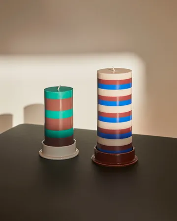 Column Candle świeca blokowa medium 20 cm - Off white-brown-blue - HAY