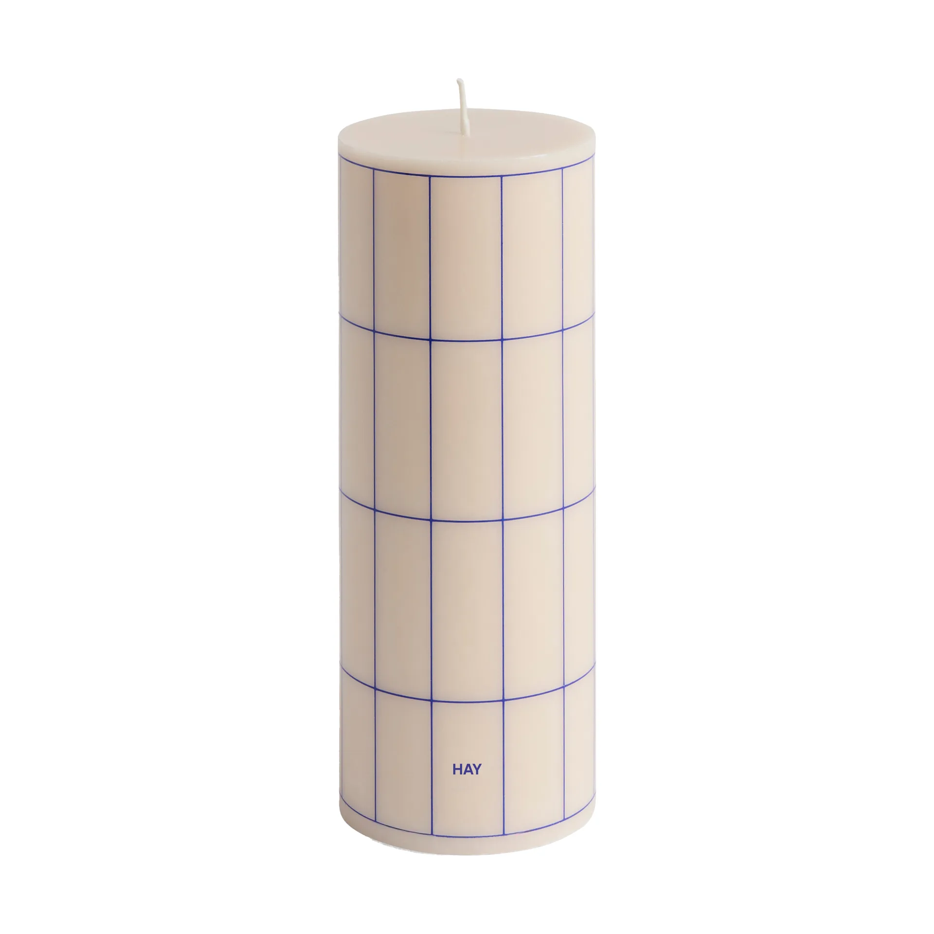 Column Candle świeczka blokowa 20 cm, Off white-blue grid check HAY
