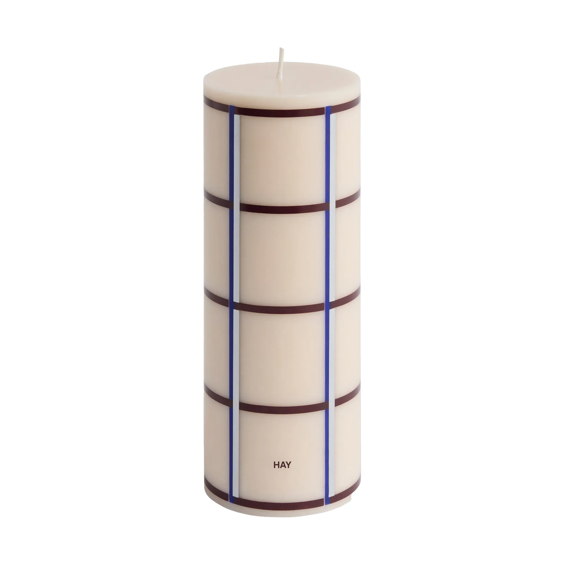 Column Candle świeczka blokowa 20 cm, Off white-bordeaux-blue-silver HAY
