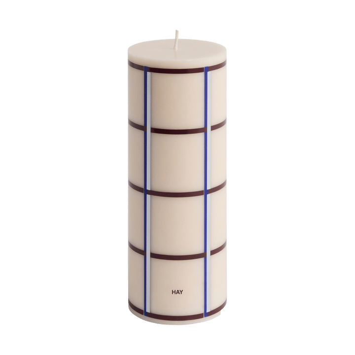 Column Candle świeczka blokowa 20 cm - Off white-bordeaux-blue-silver - HAY