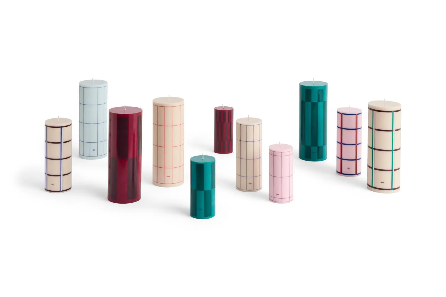 Column Candle świeczka blokowa 20 cm, Off white-brown-blue HAY