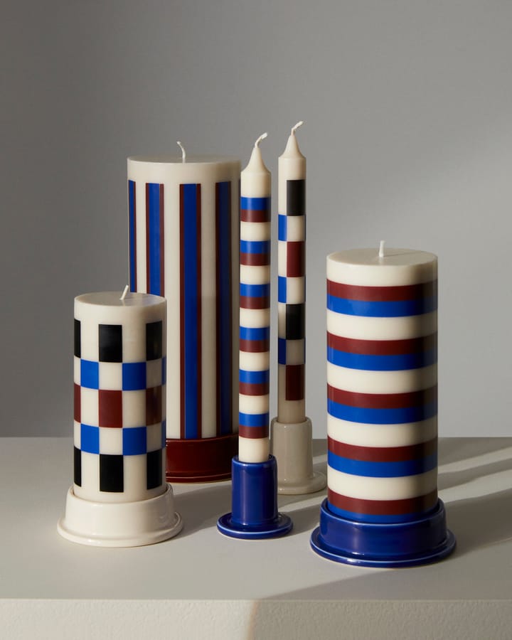 Column Candle świeczka blokowa 20 cm, Off white-brown-blue HAY
