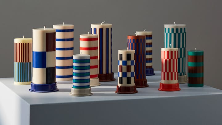 Column Candle świeczka blokowa 20 cm, Yellow-brown-light blue-army HAY