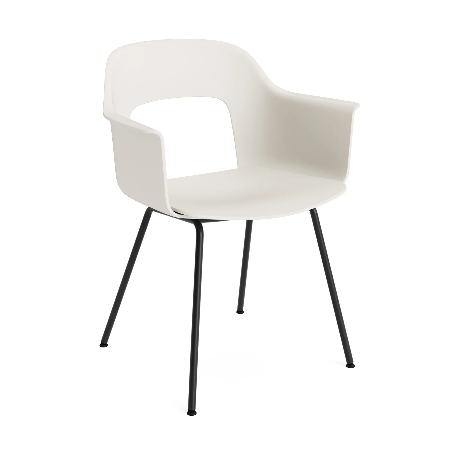Fotel Layout Armchair 211 z podłokietnikami, Cream white-czarny lakierowany stal HAY