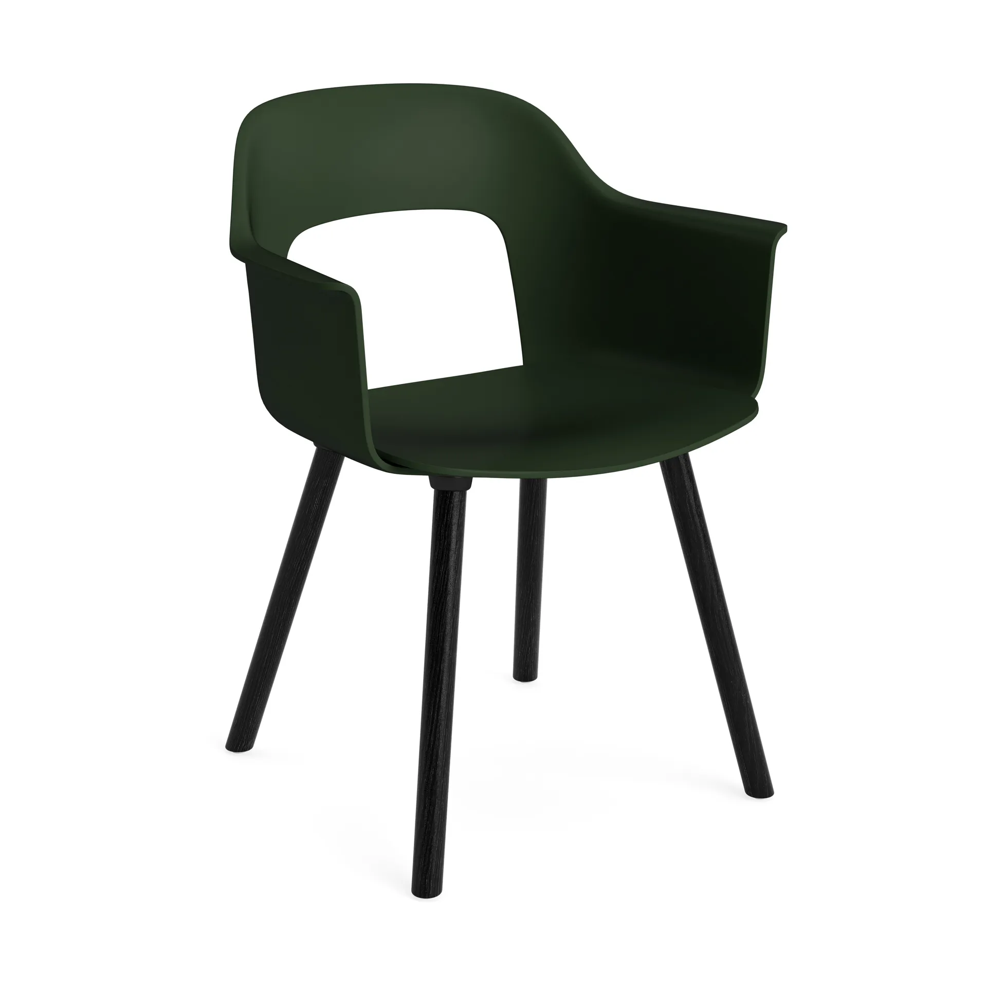 Fotel Layout Armchair 221 z podłokietnikami, Bottle green-dąb lakierowany na czarno HAY