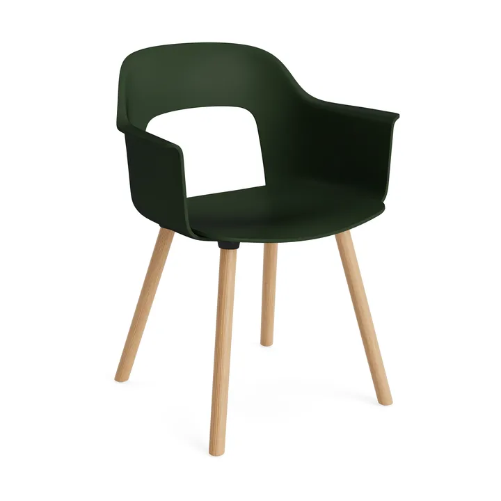 Fotel Layout Armchair 221 z podłokietnikami - Bottle green-dąb lakierowany - HAY