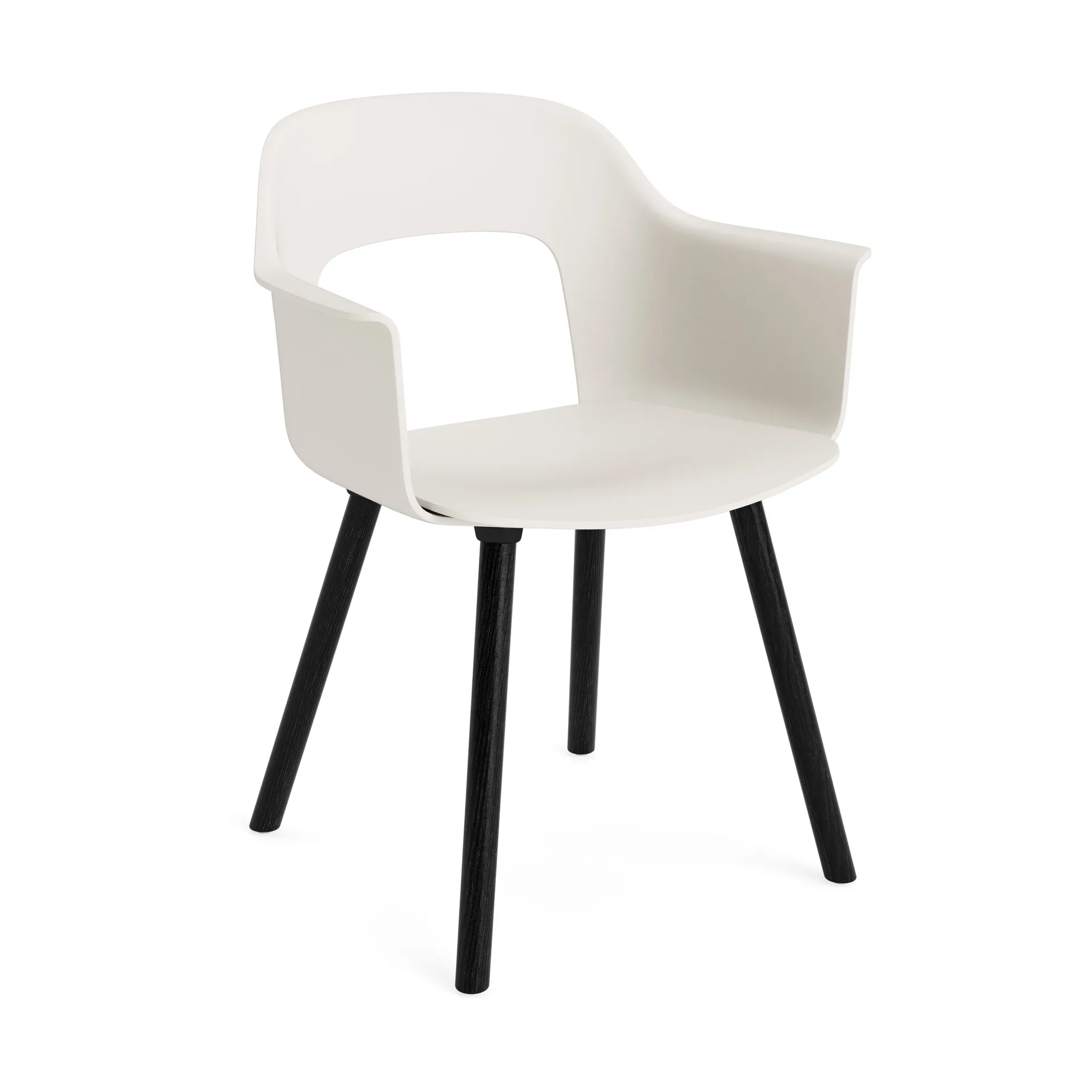 Fotel Layout Armchair 221 z podłokietnikami, Cream white-dąb lakierowany na czarno HAY
