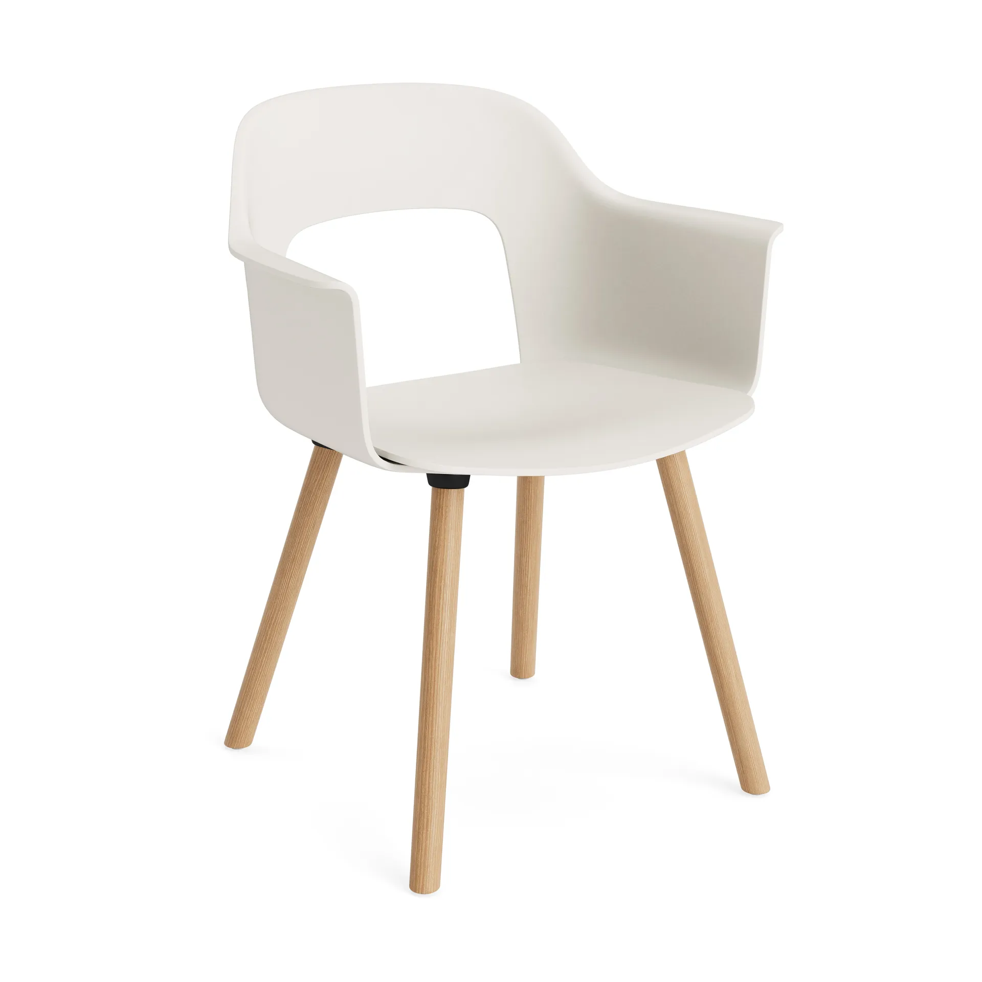 Fotel Layout Armchair 221 z podłokietnikami, Cream white-dąb lakierowany HAY