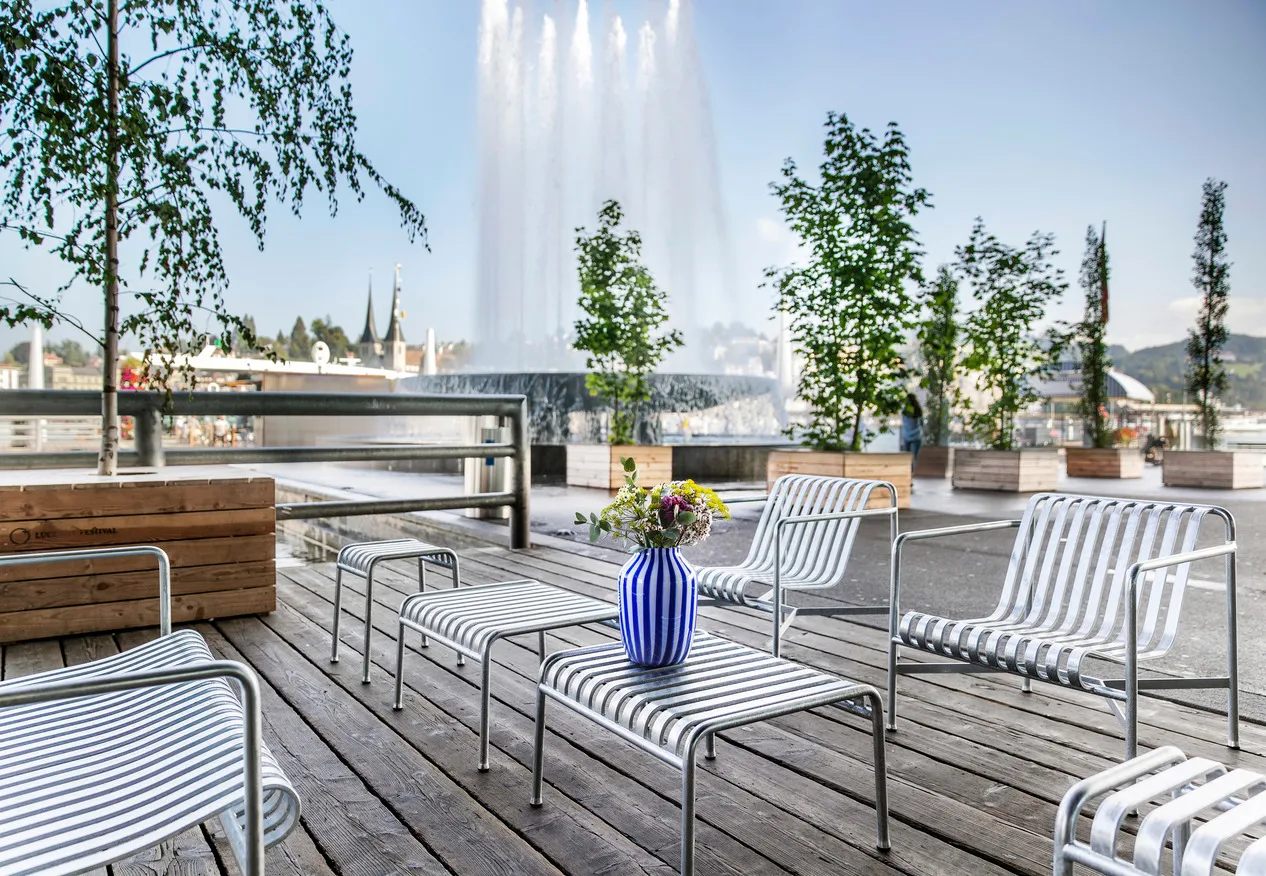 Fotel lounge Palissade Low, hot galvanized HAY