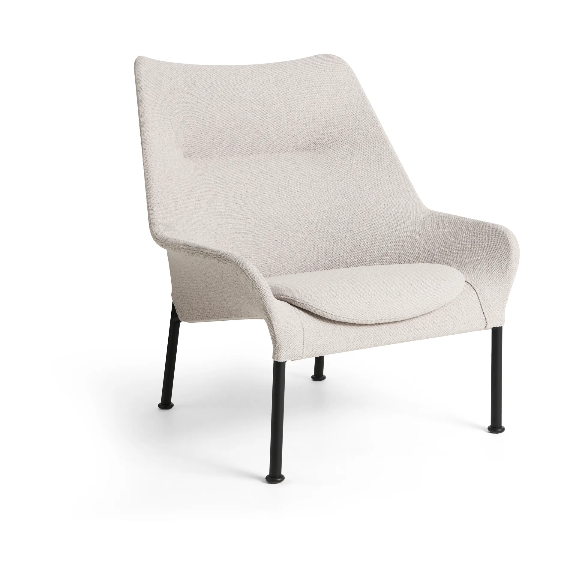 Fotel O2 Lounge Chair, Soft light grey-czarny lakierowany stal HAY