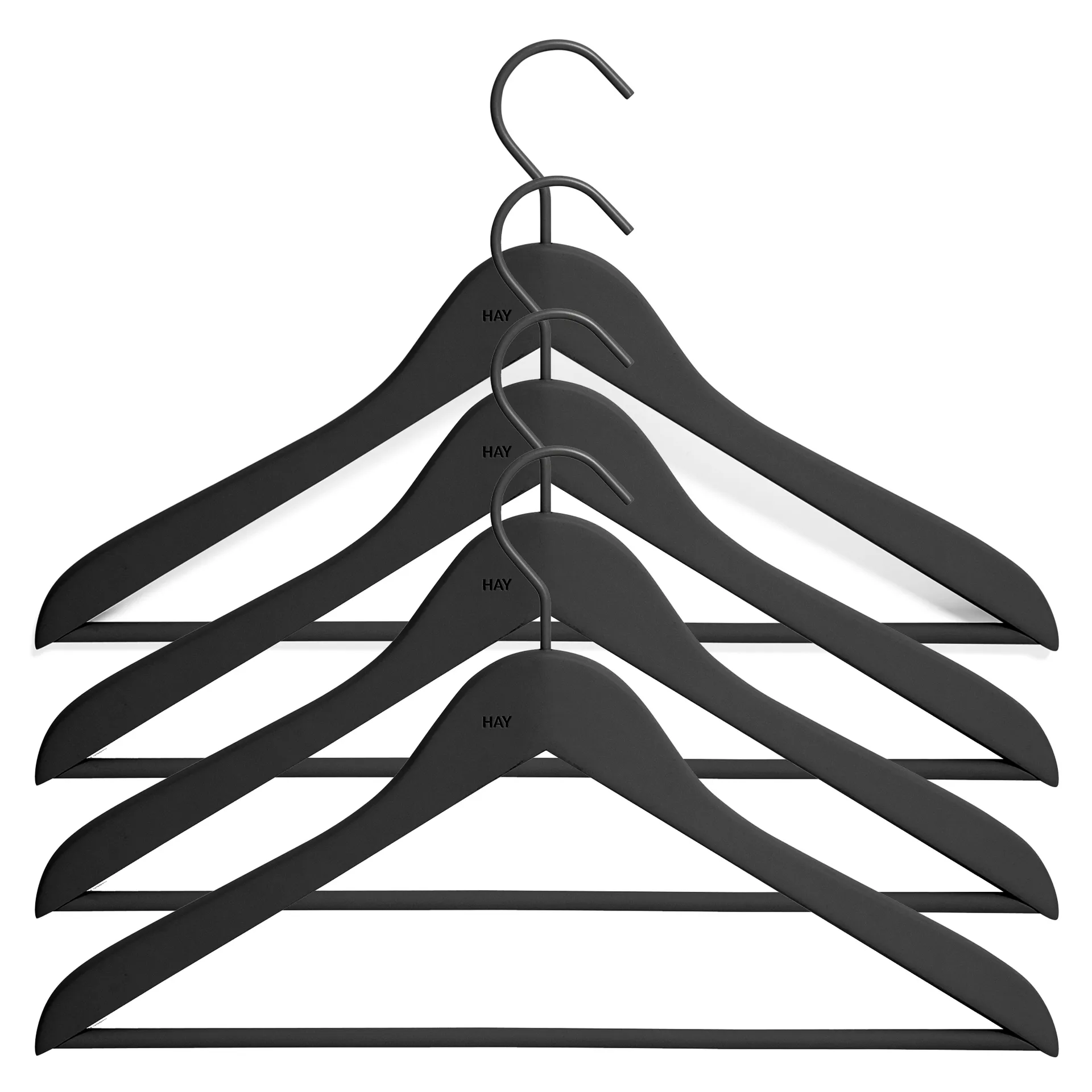 HAY wieszak z drążkiem slim 4-pak, Czarny HAY