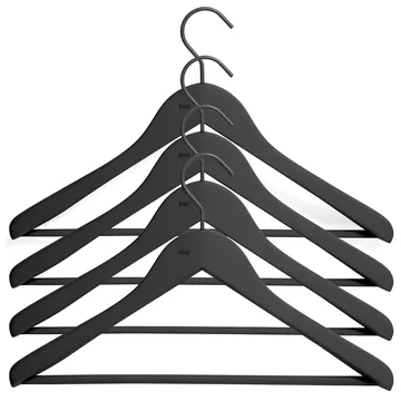HAY wieszak z prętem szeroki 4-pak - Czarny - HAY