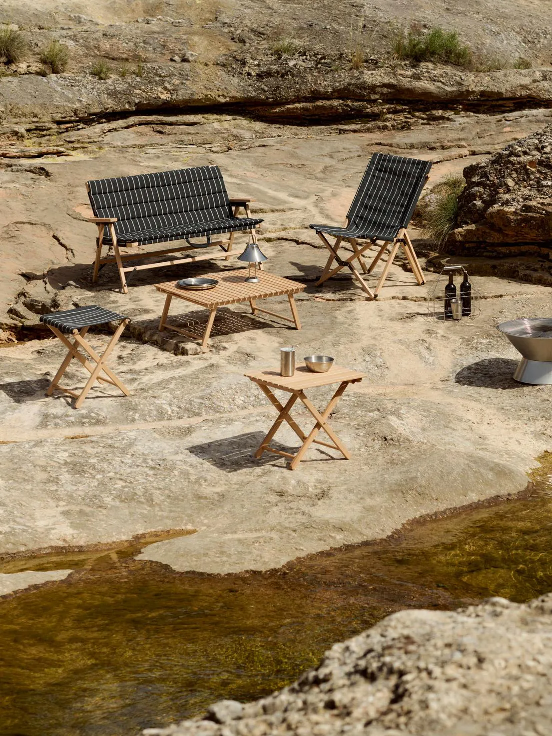 Krzesło składane Outdoor Market, Black-beige HAY