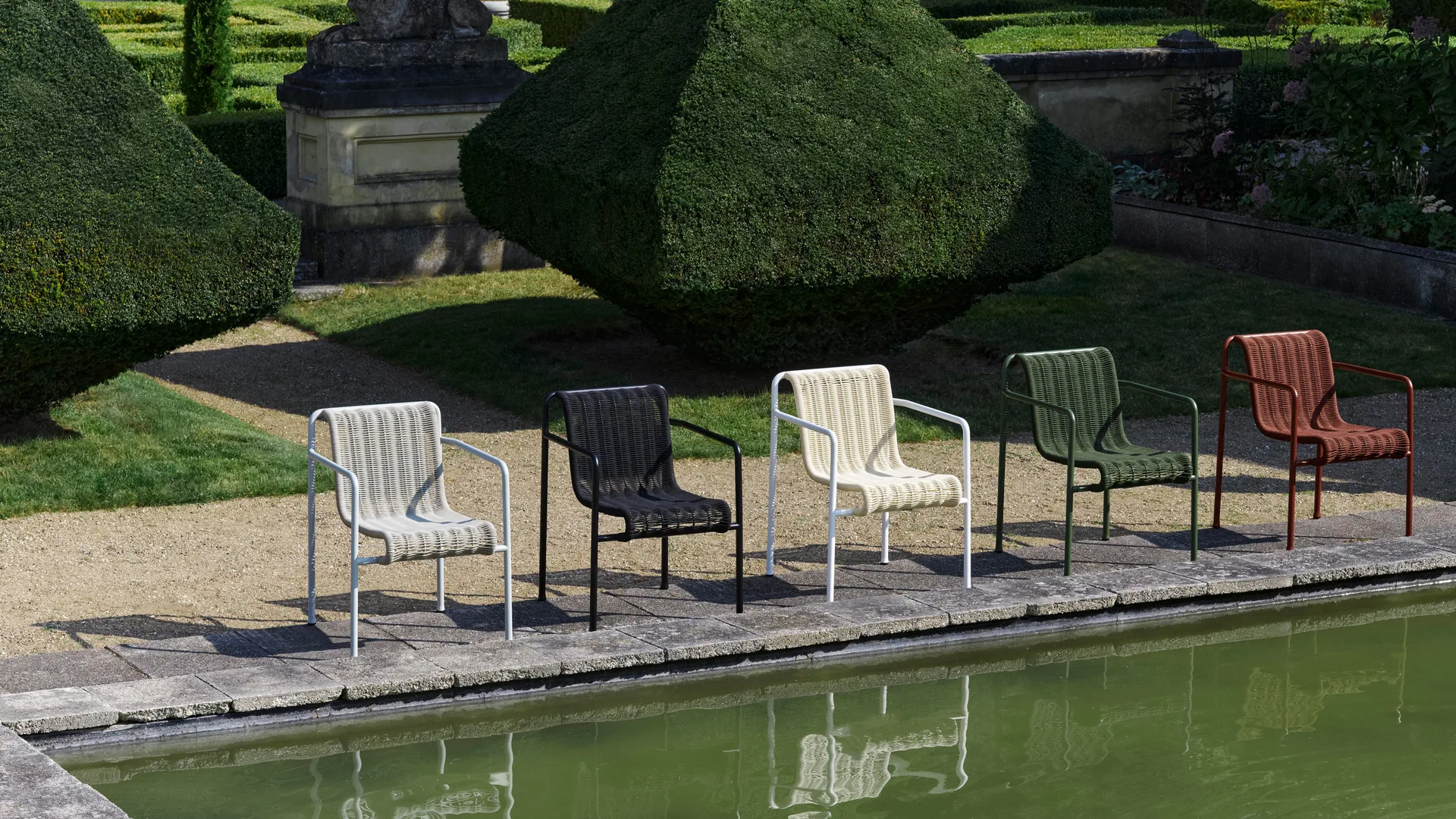 Krzesło z podłokietnikami Palissade Cord Dining, Sky grey HAY