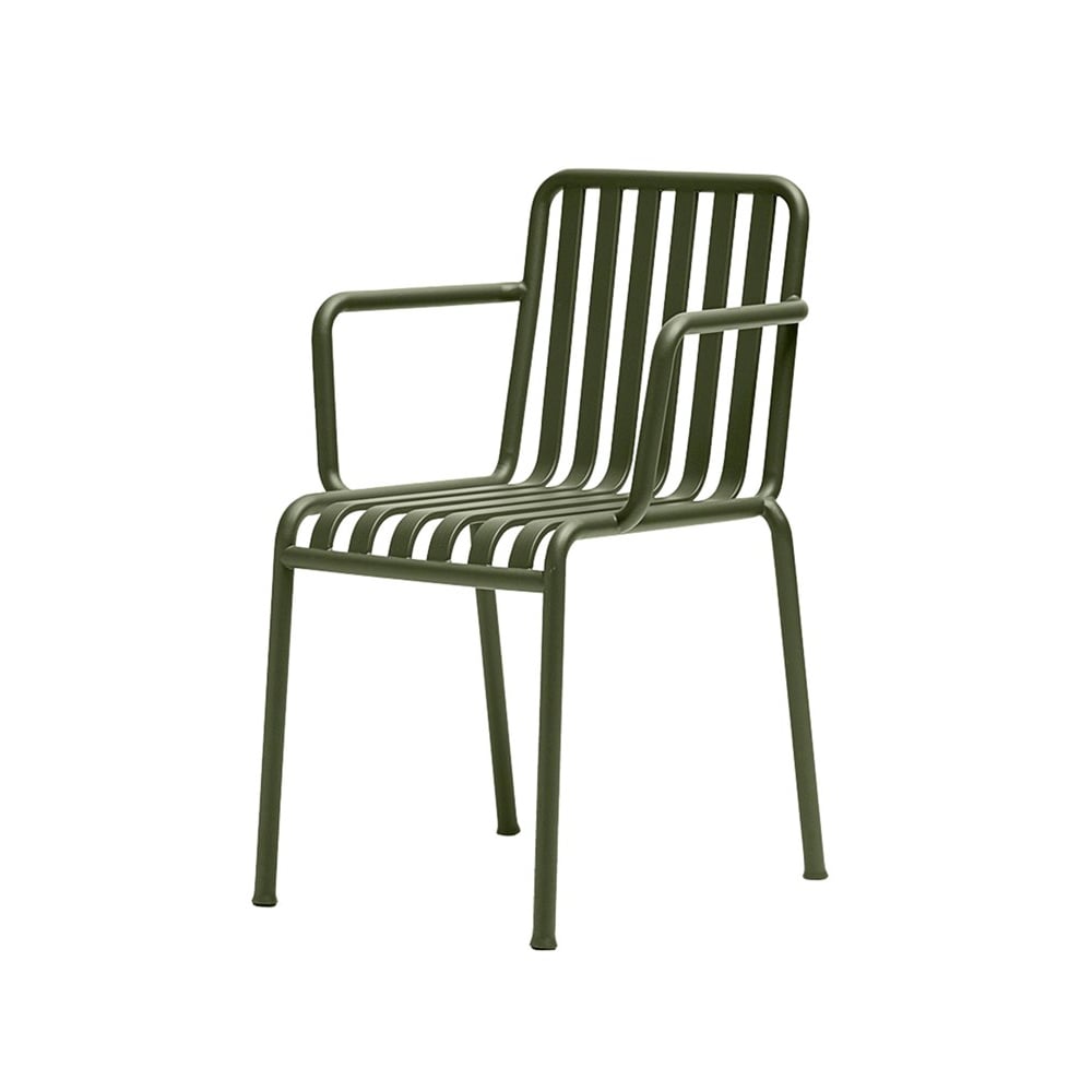 HAY Krzesło z podłokietnikami Palissade Olive | Skandynawski Design | Krzesła ogrodowe | Zielony