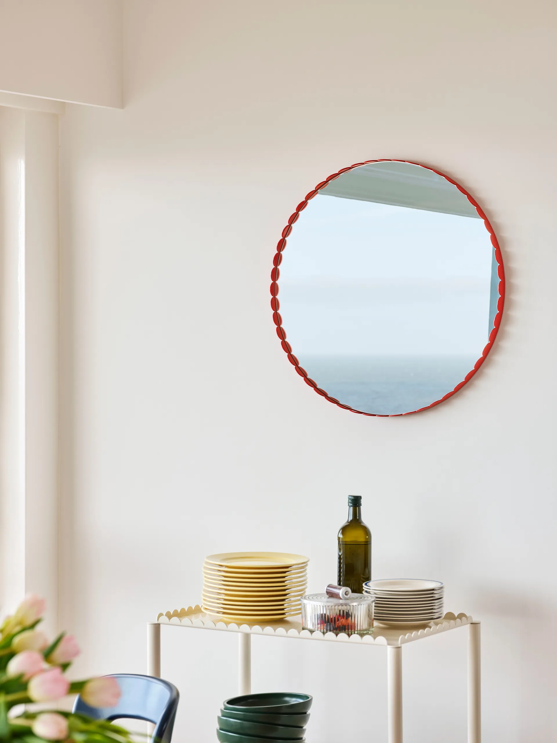 Lustro Arcs Mirror Ø60 cm, Red HAY