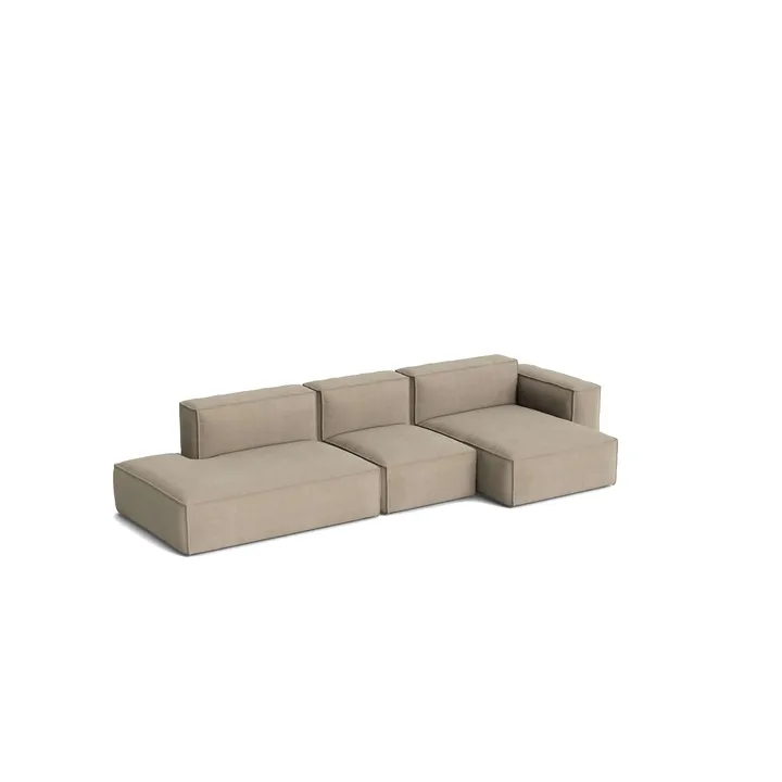 Mags Soft Low Armrest sofa 2,5-osobowa, kombinacja 3 - Linara beige, prawostronny, zdejmowany pokrowiec - HAY