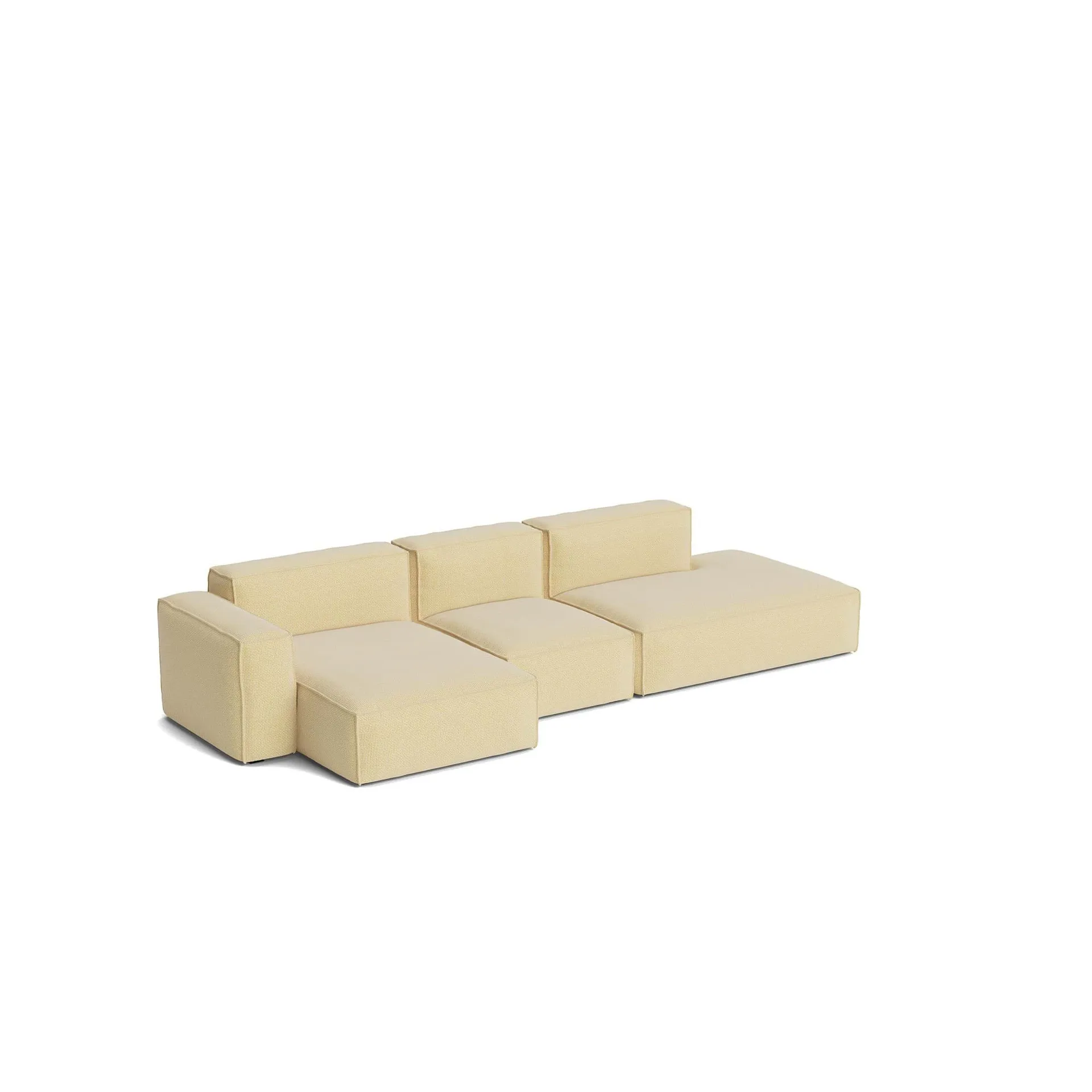 Mags Soft Low Armrest sofa 2,5-osobowa, kombinacja 3, Tartaglia Ocre white, lewostronny, zdejmowany pokrowiec HAY