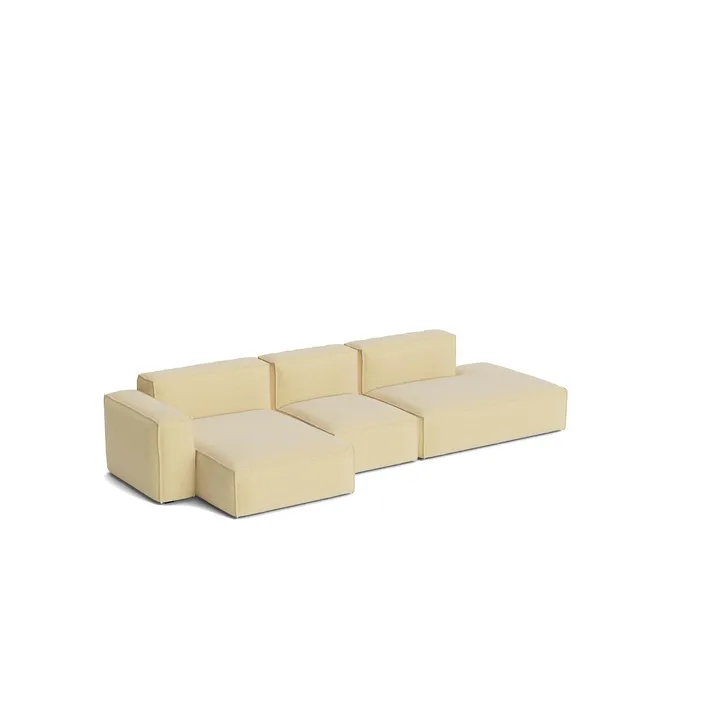 Mags Soft Low Armrest sofa 2,5-osobowa, kombinacja 3 - Tartaglia Ocre white, lewostronny, zdejmowany pokrowiec - HAY