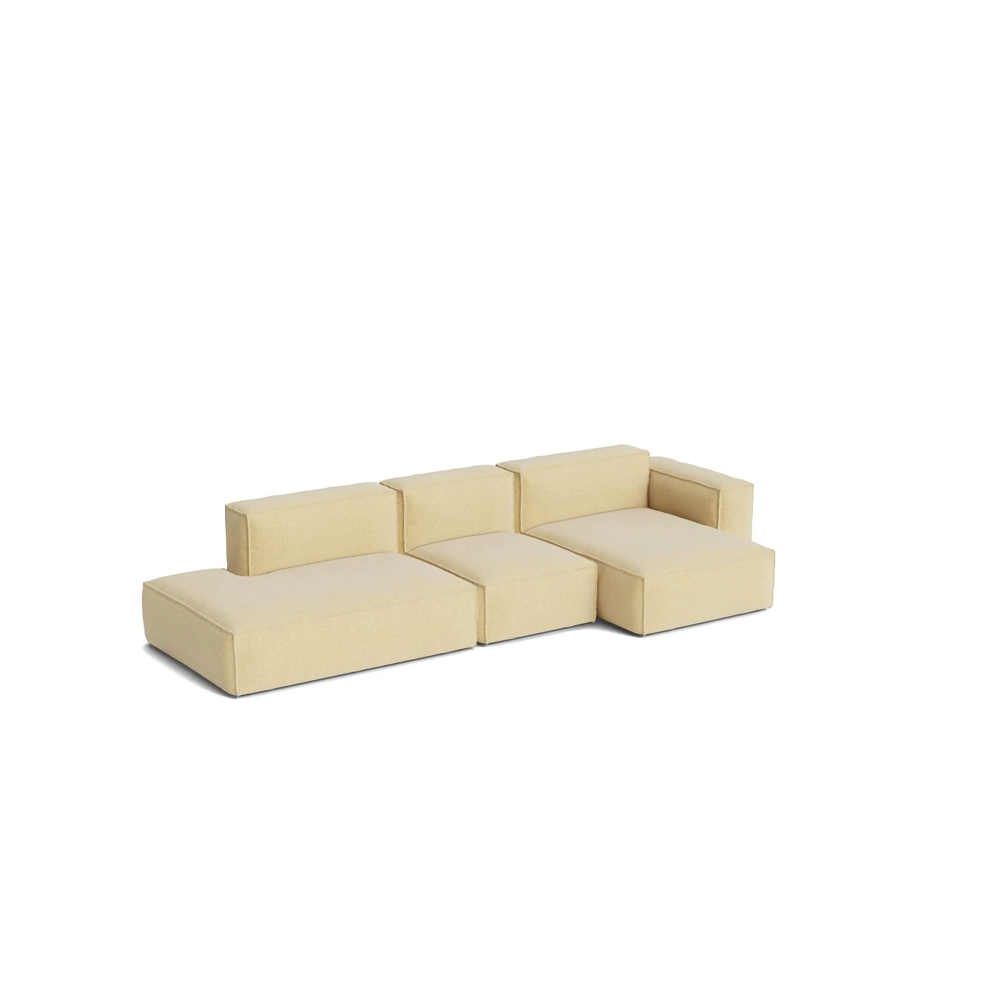 Mags Soft Low Armrest sofa 2,5-osobowa, kombinacja 3, Tartaglia Ocre white, prawostronny, zdejmowany pokrowiec HAY