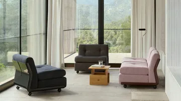 Moduł sofy Amanta - Anthracite-turf blue red mélange, 1-miejsce/fotel - HAY