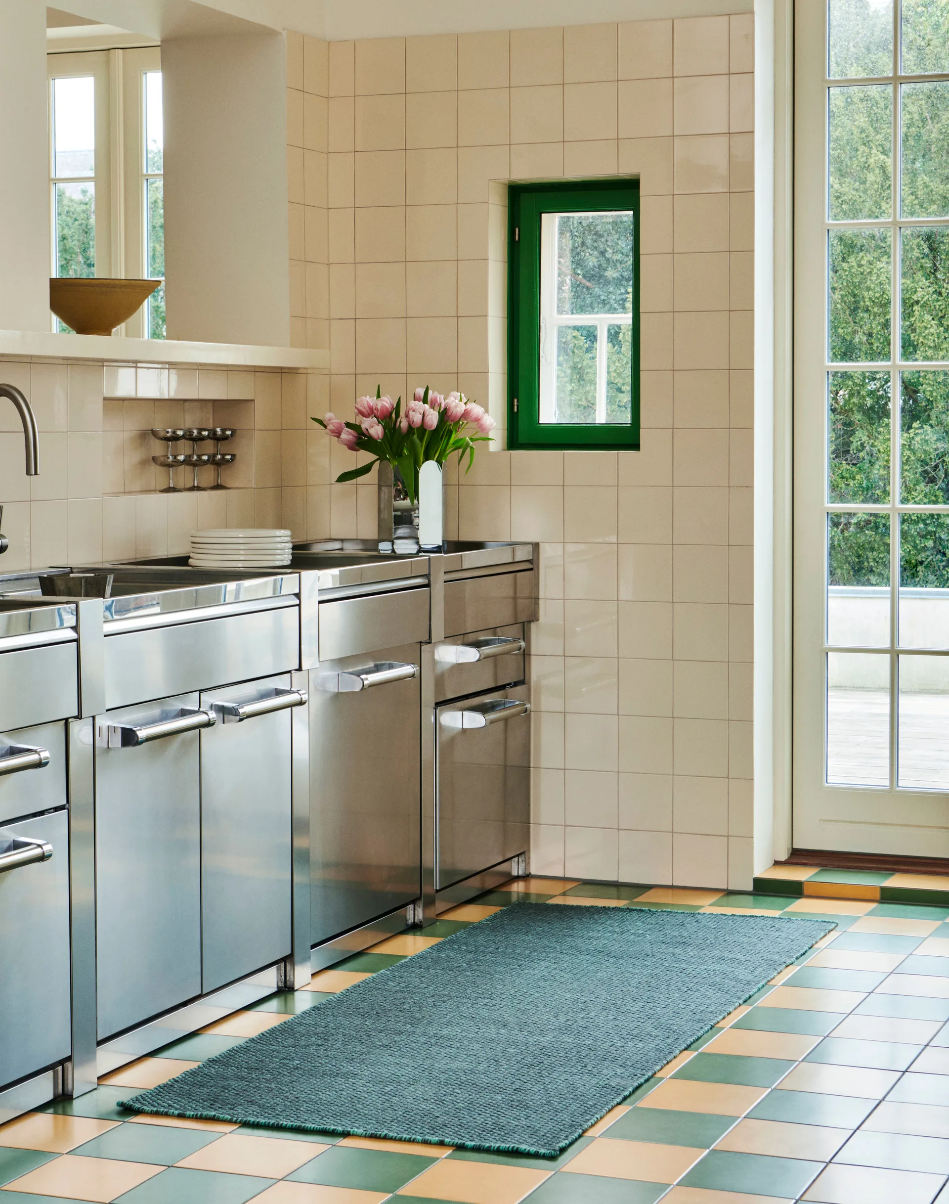 Moiré kilimowy dywan 80x200 cm, Emerald green HAY