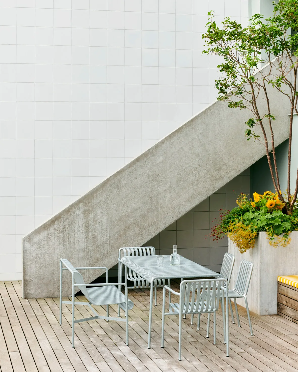 Palissade grupa jadalna z 4 krzesłami 170x90 cm, ocynkowany,  HAY