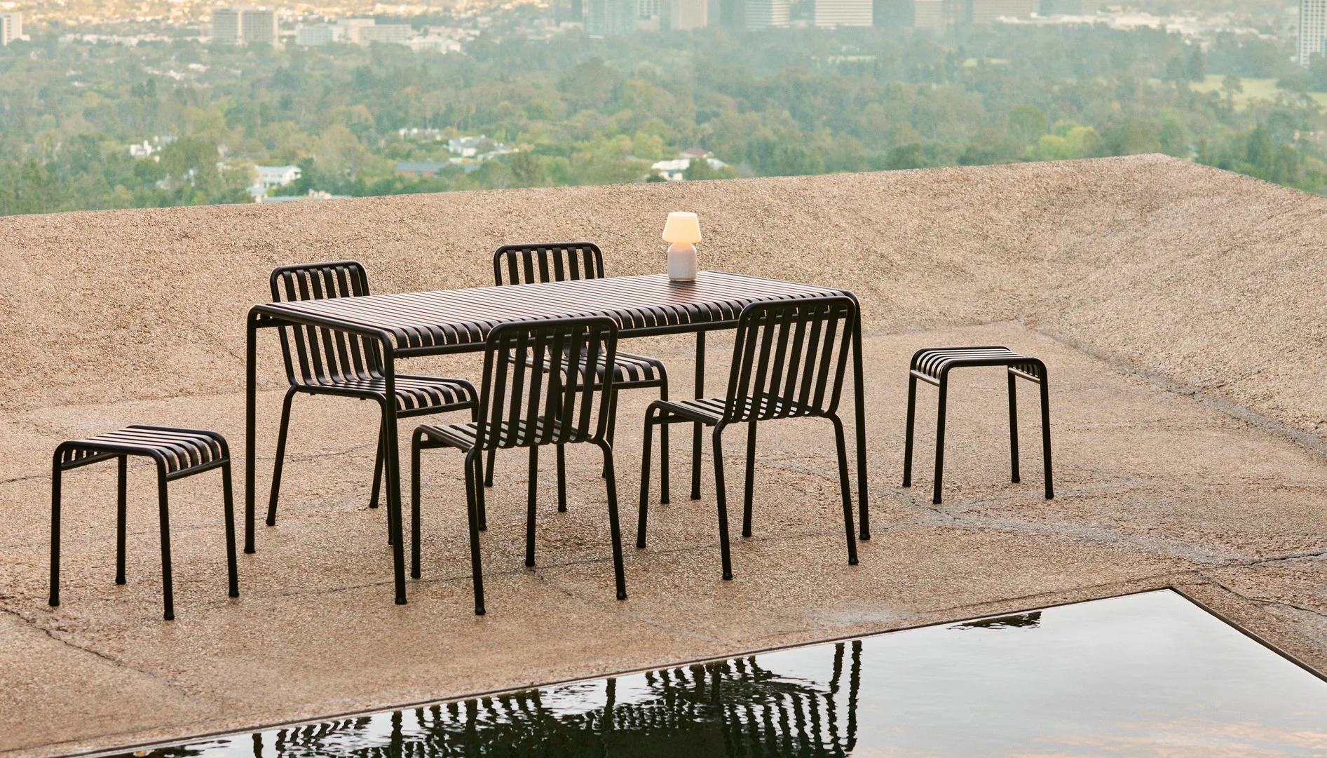 Palissade grupa jadalna z 6 krzesłami 170x90 cm, anthracite,  HAY