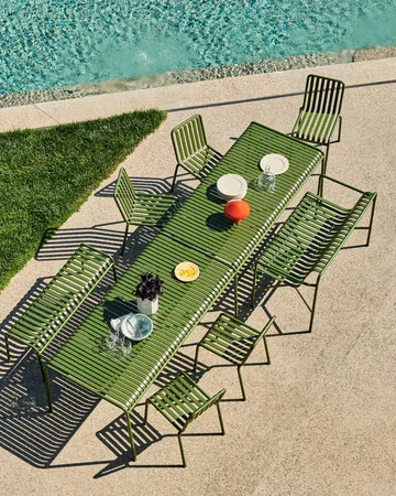 Palissade grupa jadalna z 6 krzesłami 170x90 cm, olive - HAY