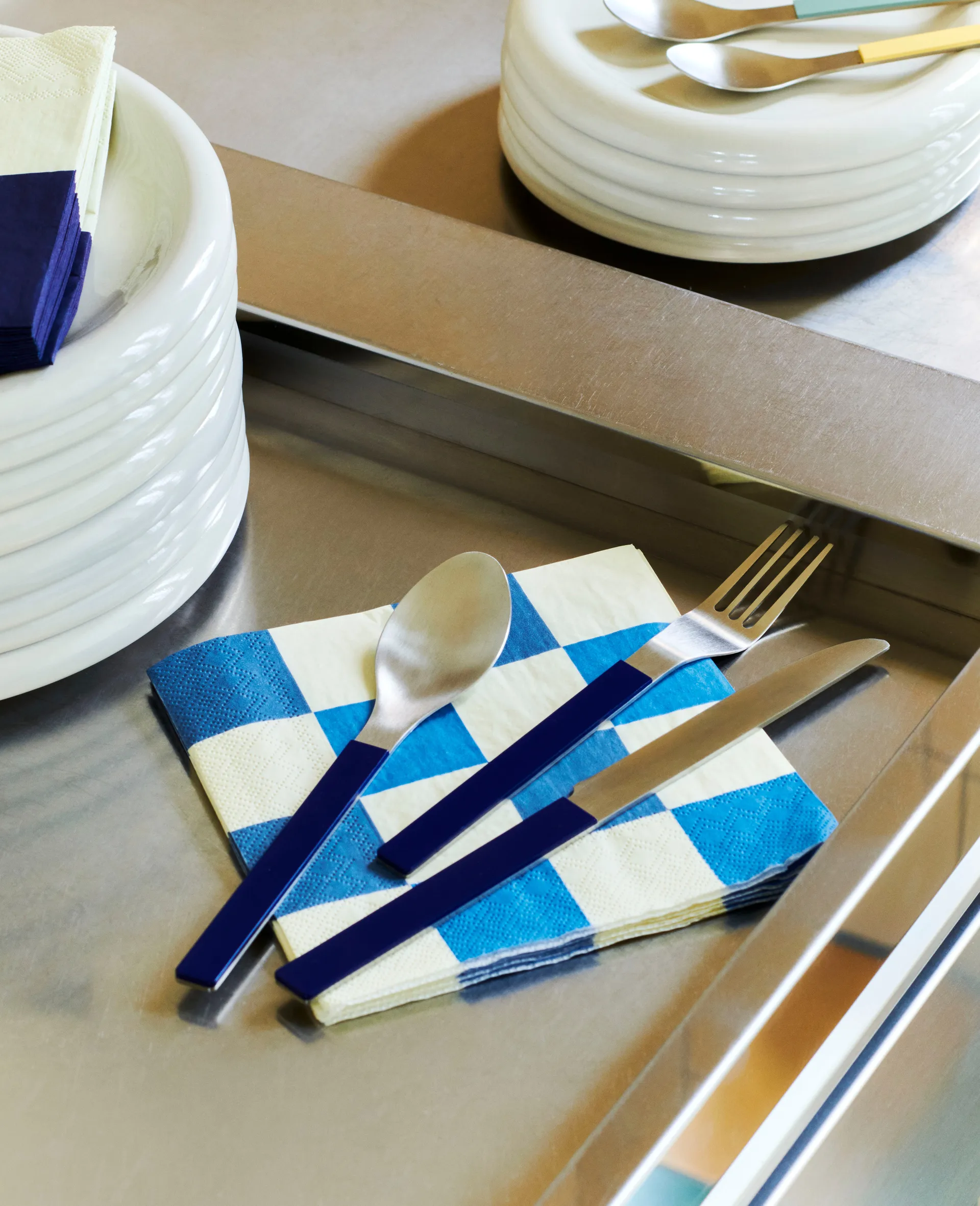Pattern Lunch Check serwetki 33x33 cm 20-pak, Off white-blue M HAY