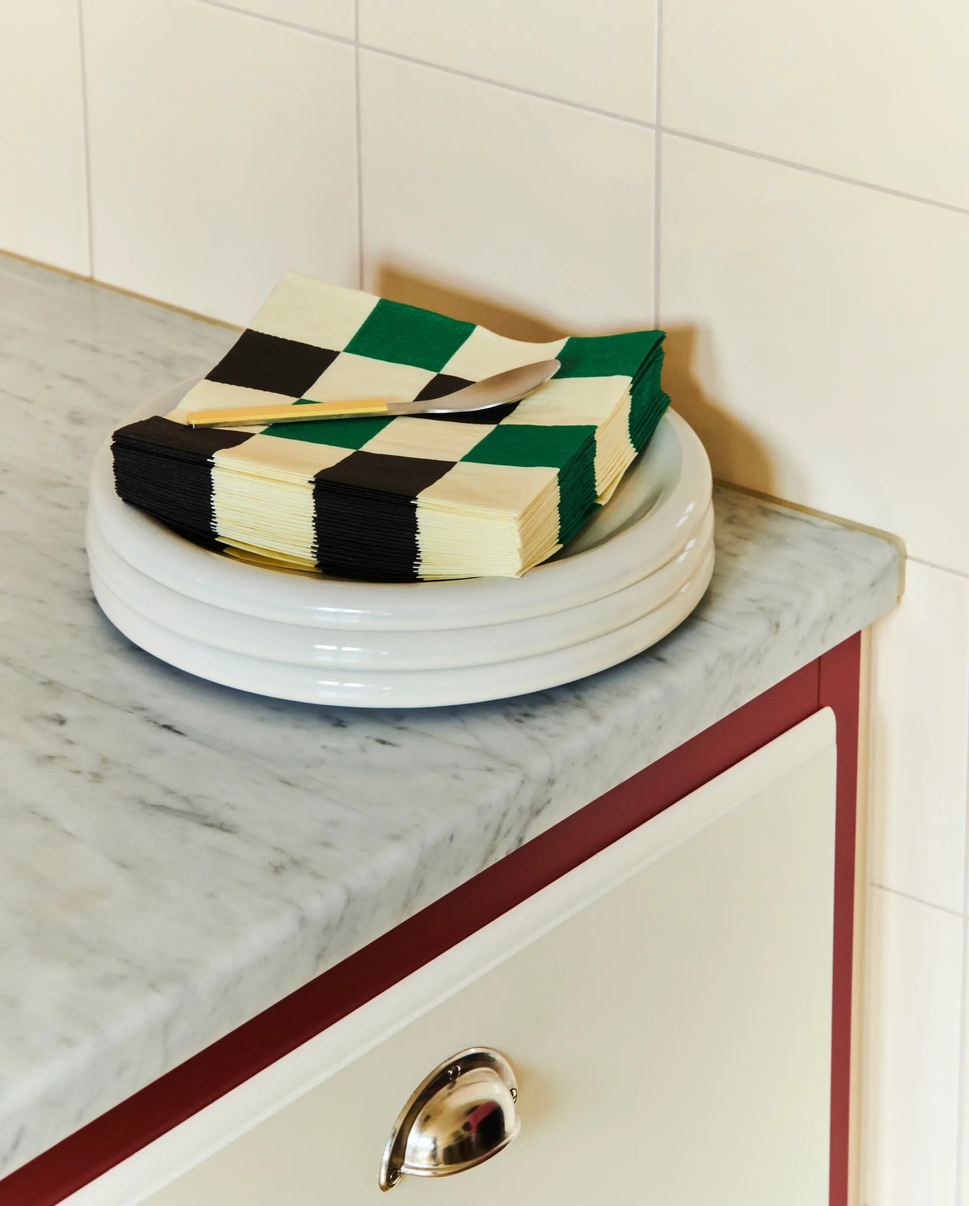 Pattern Lunch Check serwetki 33x33 cm 20-pak, Off white-green-black M HAY