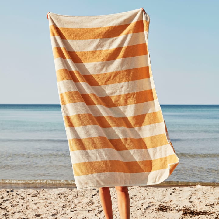 Ręcznik kąpielowy Terry Stripe 100x150 cm - Ciepła żółć - HAY