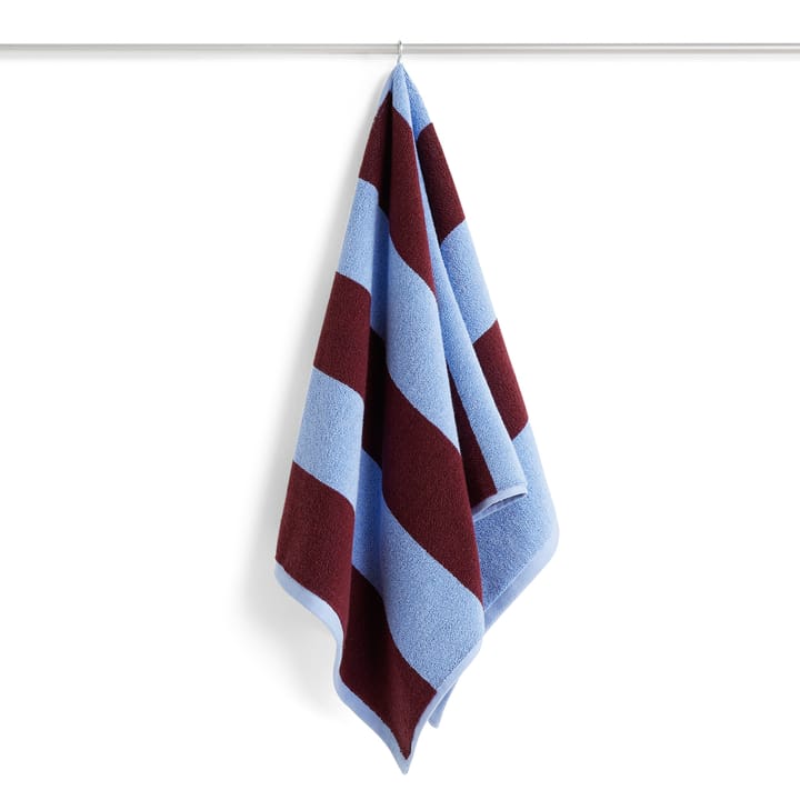 Ręcznik z frotte Stripe 50x100 cm - Bordeaux-Sky blue - HAY