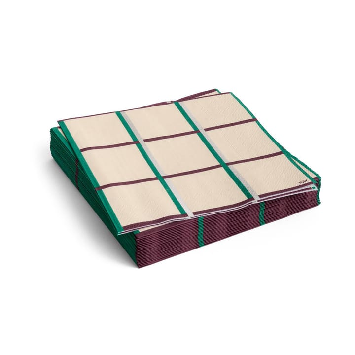 Serwetki Pattern Lunch 33x33 cm, 20-sztuk - Off white-silver-green braid check - HAY