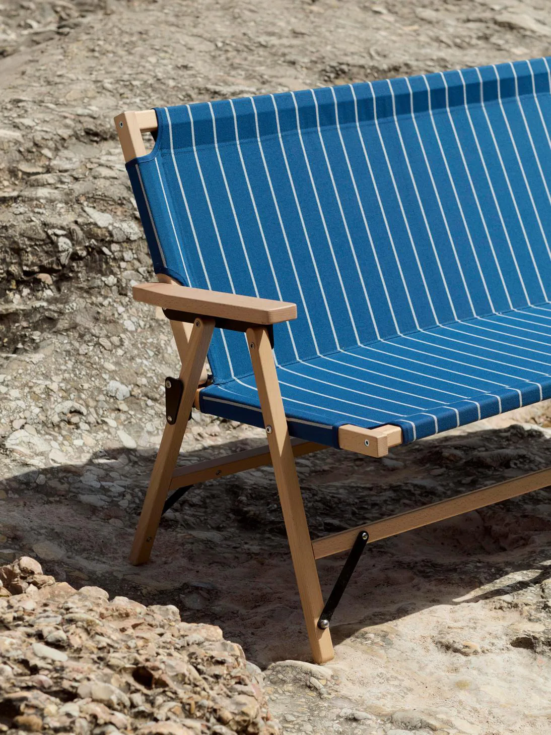 Sofa składana Outdoor Market, Blue-beige, 2-miejscowa HAY