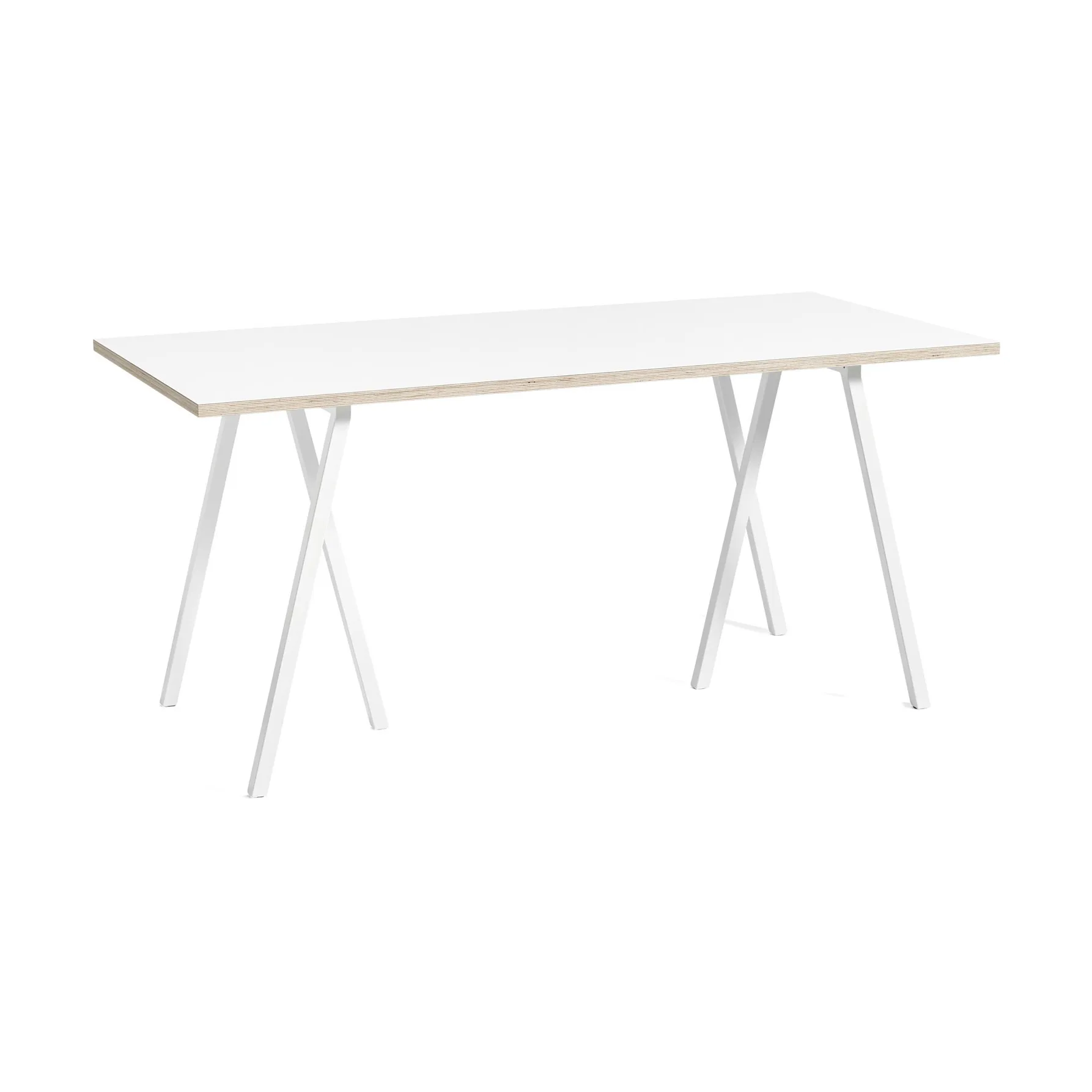 Stół do jadalni Loop Stand incl. support 87,5x180 cm, White-white laminate-plywood HAY