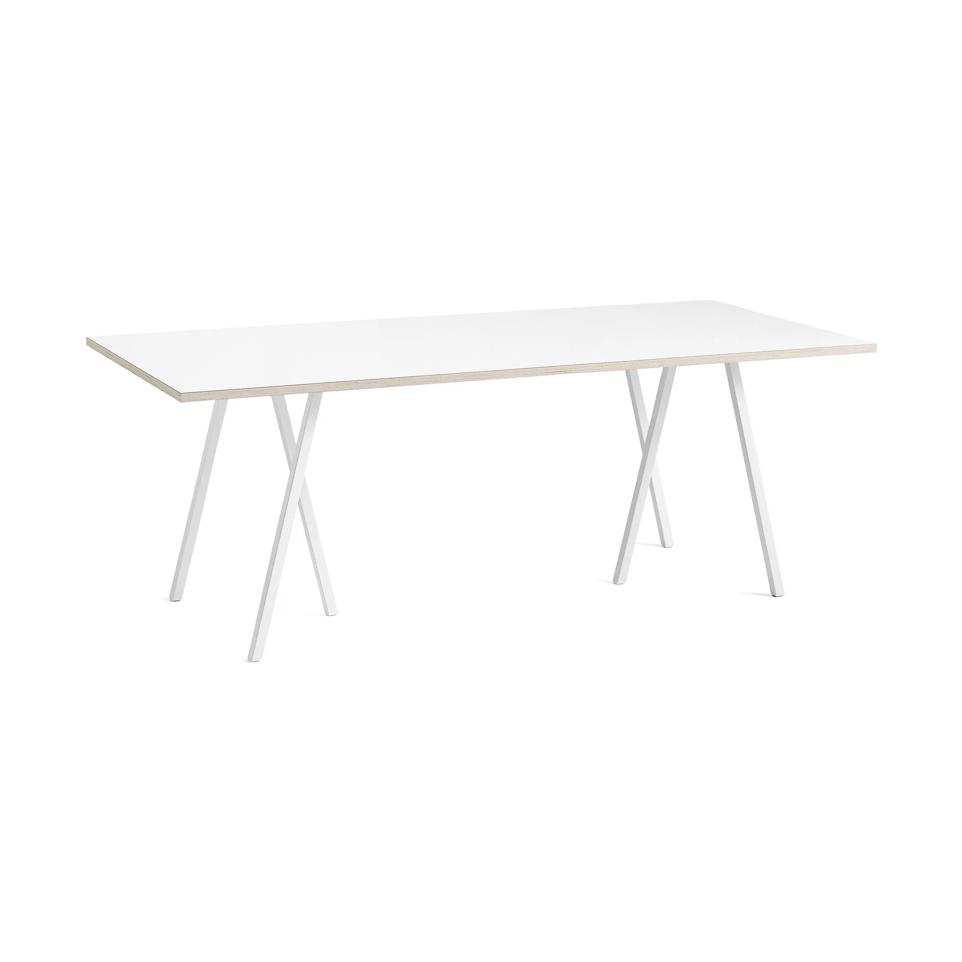 Stół do jadalni Loop Stand incl. support 92,5x200 cm, White-white laminate-plywood HAY
