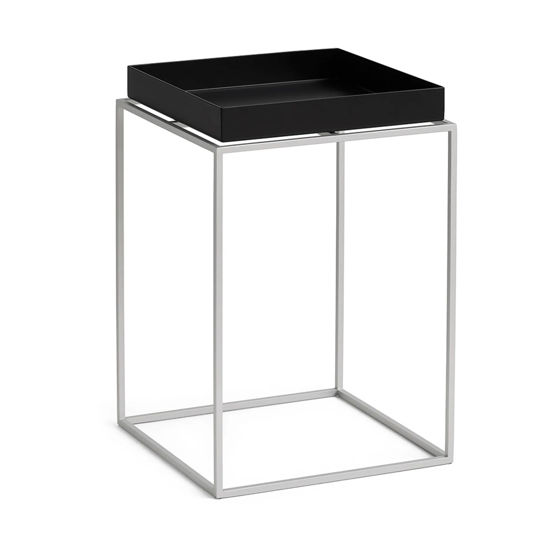 Stolik z tacą Tray Table medium, Black-silikon szary, 30x30x44 cm HAY
