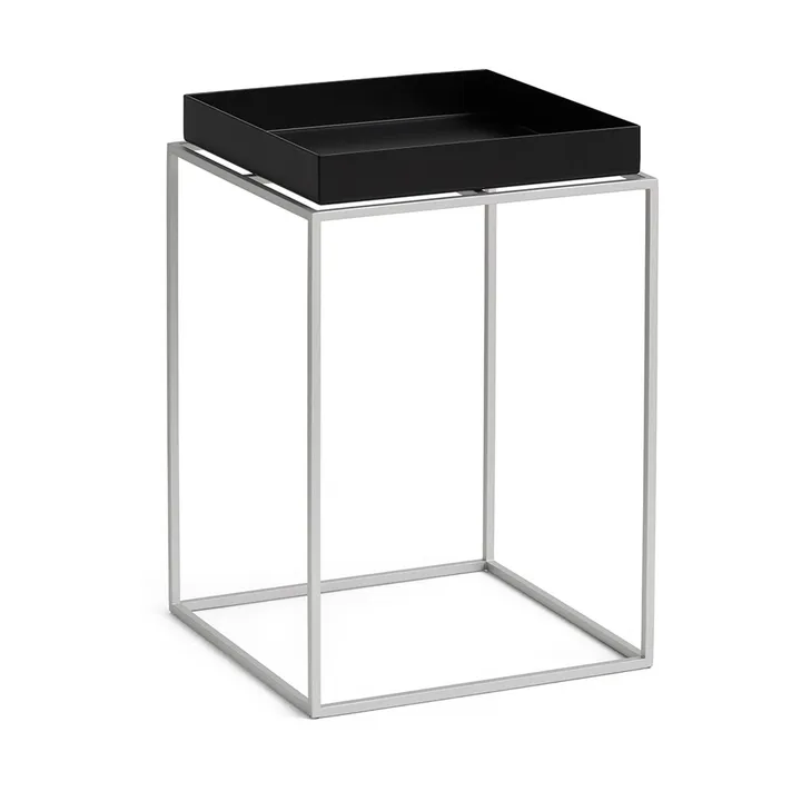 Stolik z tacą Tray Table medium - Black-silikon szary, 30x30x44 cm - HAY
