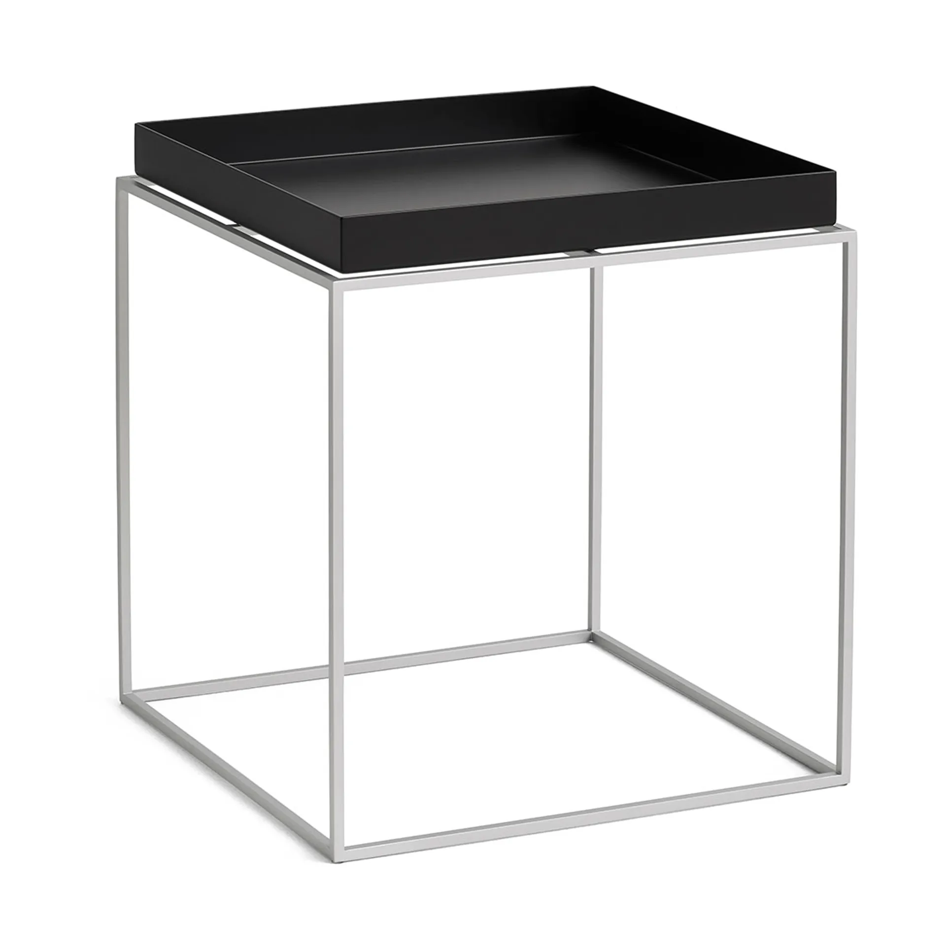 Stolik z tacą Tray Table medium, Black-silikon szary, 40x40x44 cm HAY