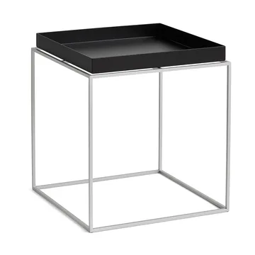 Stolik z tacą Tray Table medium - Black-silikon szary, 40x40x44 cm - HAY