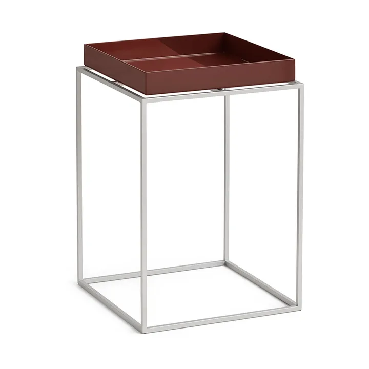Stolik z tacą Tray Table medium - Chocolate-silikon szary, 30x30x44 cm - HAY