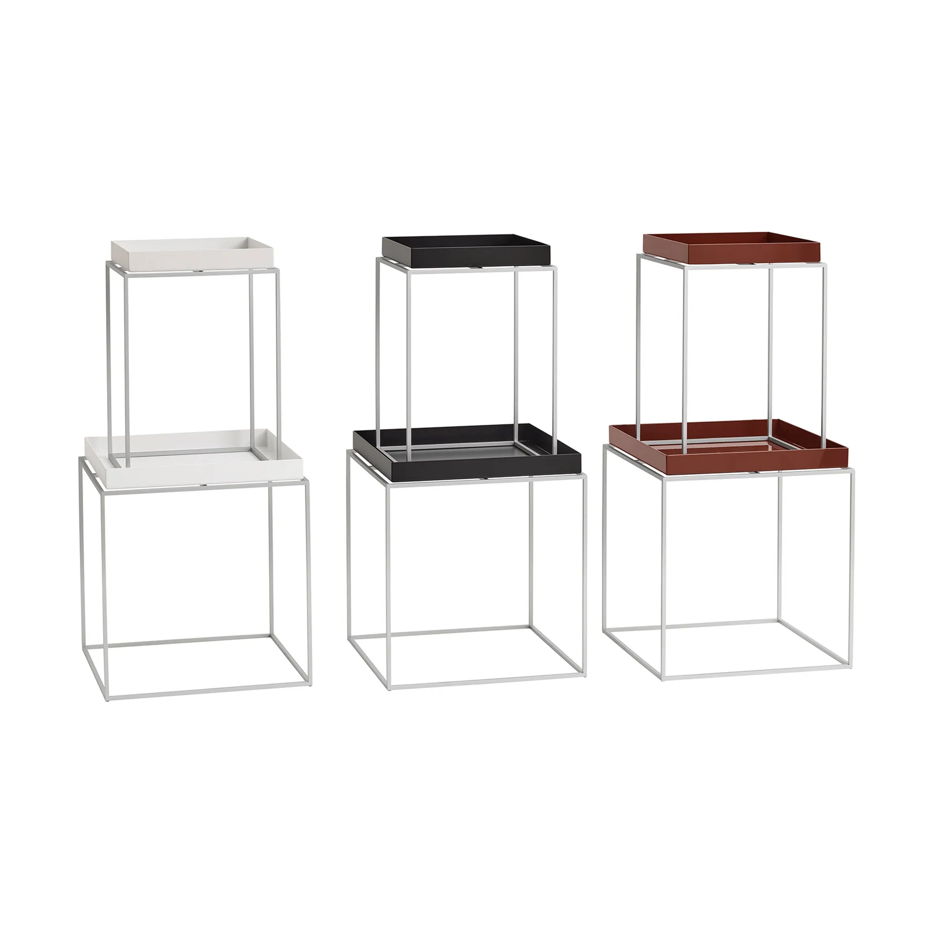 Stolik z tacą Tray Table medium, Chocolate-silikon szary, 30x30x44 cm HAY
