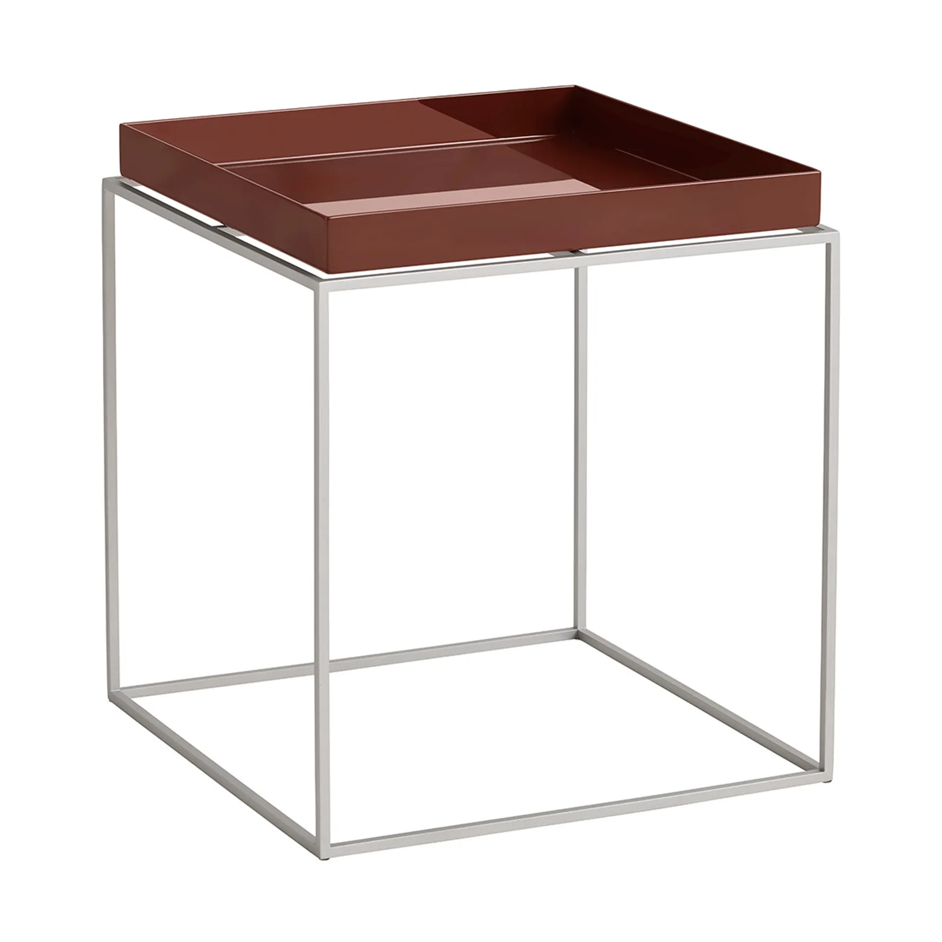 Stolik z tacą Tray Table medium, Chocolate-silikon szary, 40x40x44 cm HAY