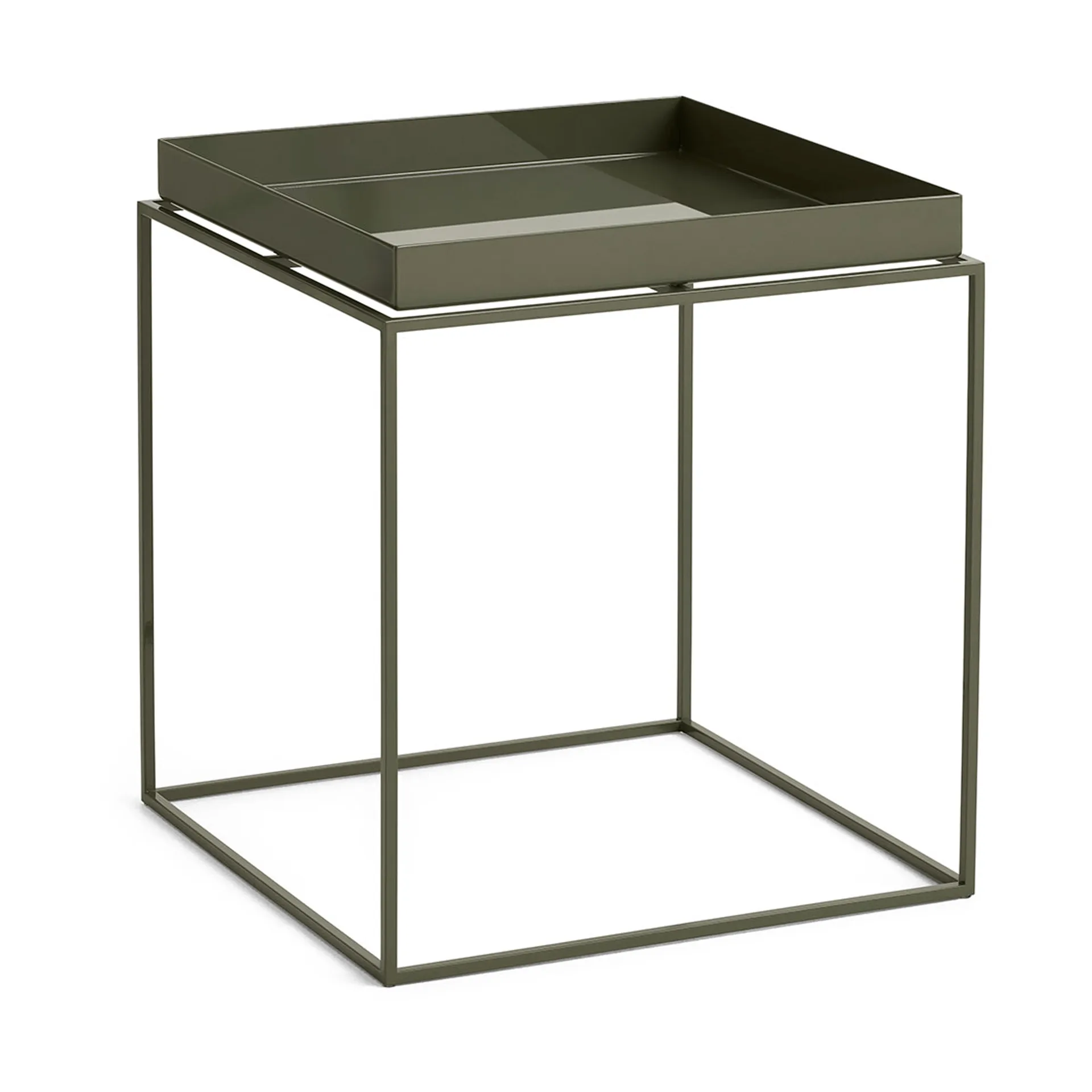 Stolik z tacą Tray Table medium, Olive green, 40x40x44 cm HAY