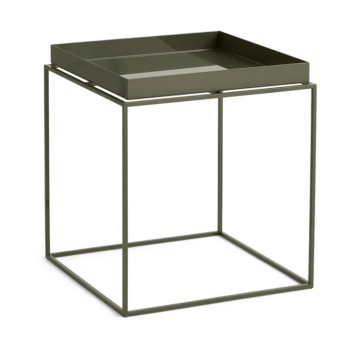 Stolik z tacą Tray Table medium - Olive green, 40x40x44 cm - HAY