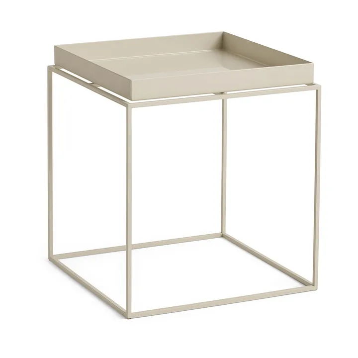 Stolik z tacą Tray Table medium - Warm beige, 40x40x44 cm - HAY