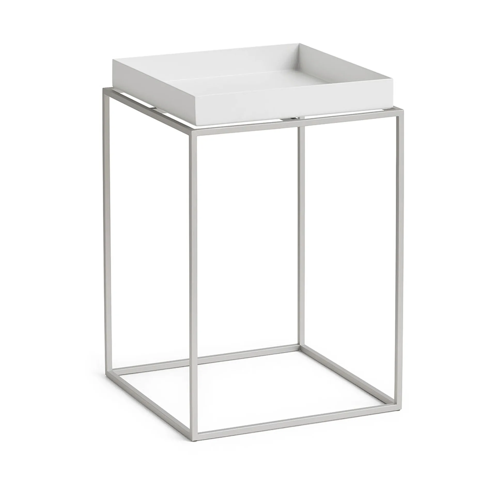 Stolik z tacą Tray Table medium, White-silikon szary, 30x30x44 cm HAY