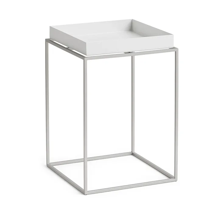 Stolik z tacą Tray Table medium - White-silikon szary, 30x30x44 cm - HAY