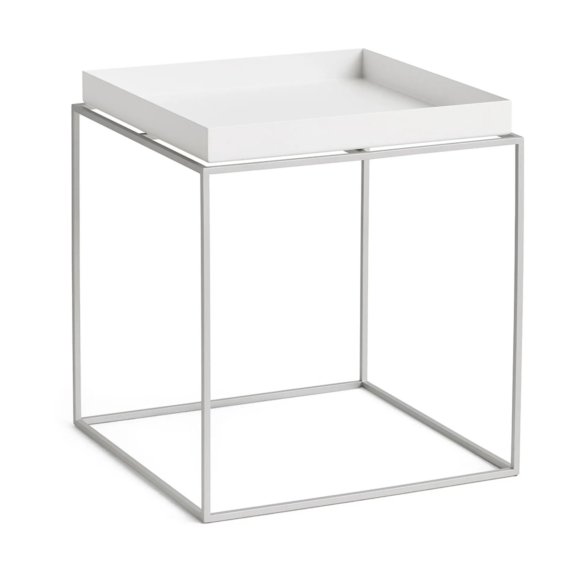 Stolik z tacą Tray Table medium, White-silikon szary, 40x40x44 cm HAY